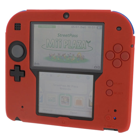 Protective cover for Nintendo 2DS console soft silicone gel rubber bumper case - Red | ZedLabz
