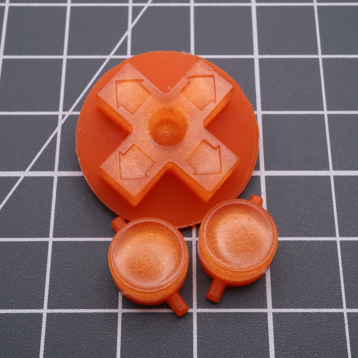 Hand cast custom resin buttons for Nintendo NES controller NES-004 (also fits Game Boy DMG-01) - Orange Candy | Lab Fifteen Co