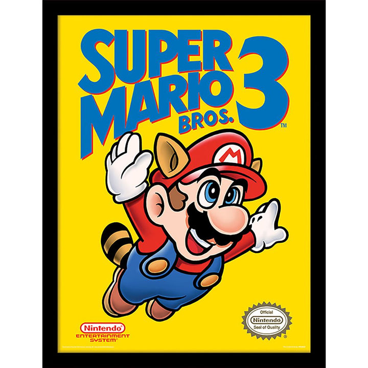 Super Mario Bros 3 NES cover framed collector print 30 x 40cm | Pyramid