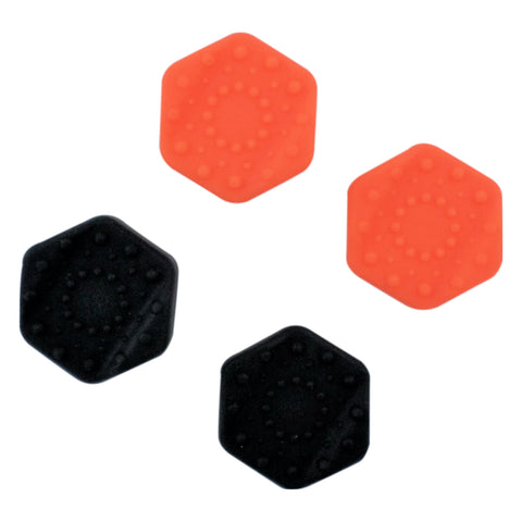 Hexagon thumbstick grip caps for Sony PS4 controller non slip extended heavy duty silicone - 4 pack Black & Orange | ZedLabz