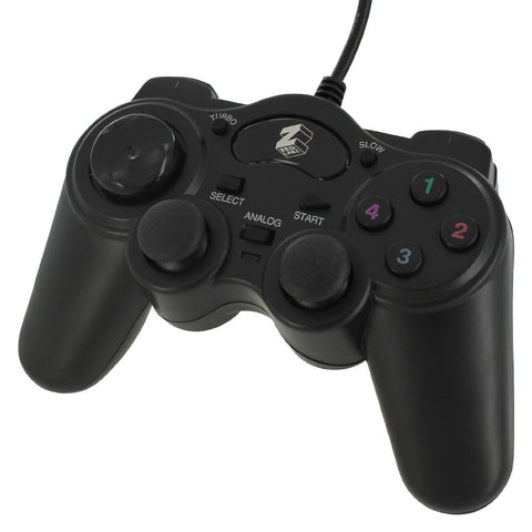 Wired controller for Sony PlayStation 2 PS2 & PS1 double shock turbo analog compatible replacement - black | ZedLabz