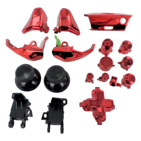 Full button set for Microsoft Xbox One 1537 model Controller replacement - Chrome Red | ZedLabz