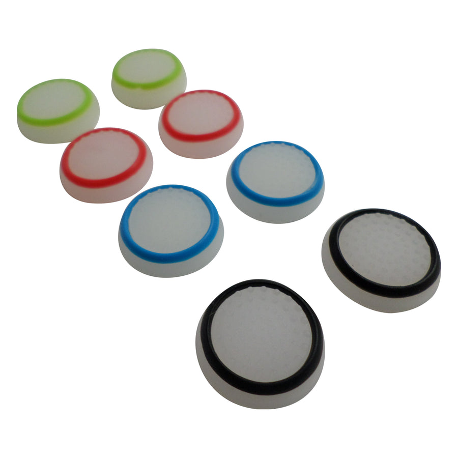 Thumb grips for PS4 Sony controller dotted stick cover grip caps - 8 pack Glow in the dark multi colour | ZedLabz