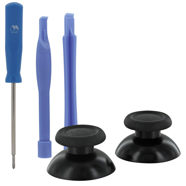 ZedLabz analog rubber thumbsticks repair kit including installation tools for Sony PS4 controllers - black