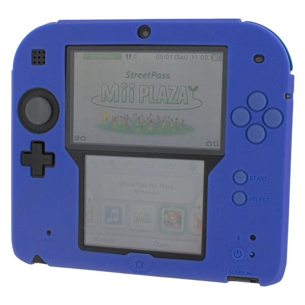ZedLabz essentials kit for Nintendo 2DS inc silicone cover, screen protectors, game cases & wrist straps - blue