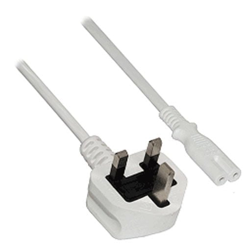 ZedLabz mains power cable for Sega Dreamcast, Saturn, Sony PS1, PS2, PS3. PS4, Microsoft Xbox original, Xbox One S, Xbox One X & PS Vita figure 8 C7 UK lead cord - 2m white