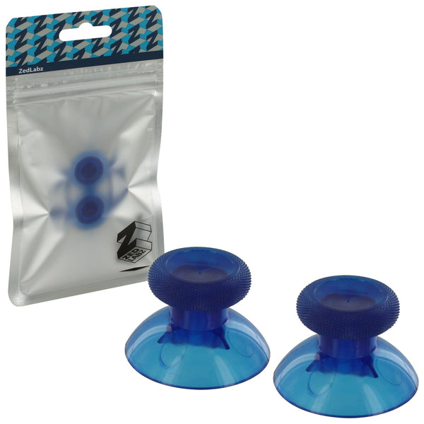 ZedLabz replacement concave rubber analog thumbsticks for Xbox One controller - 2 pack clear blue