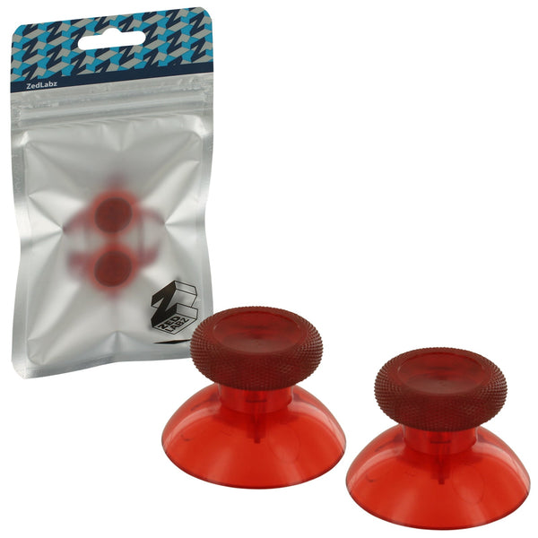 ZedLabz replacement concave rubber analog thumbsticks for Xbox One controller - 2 pack clear red