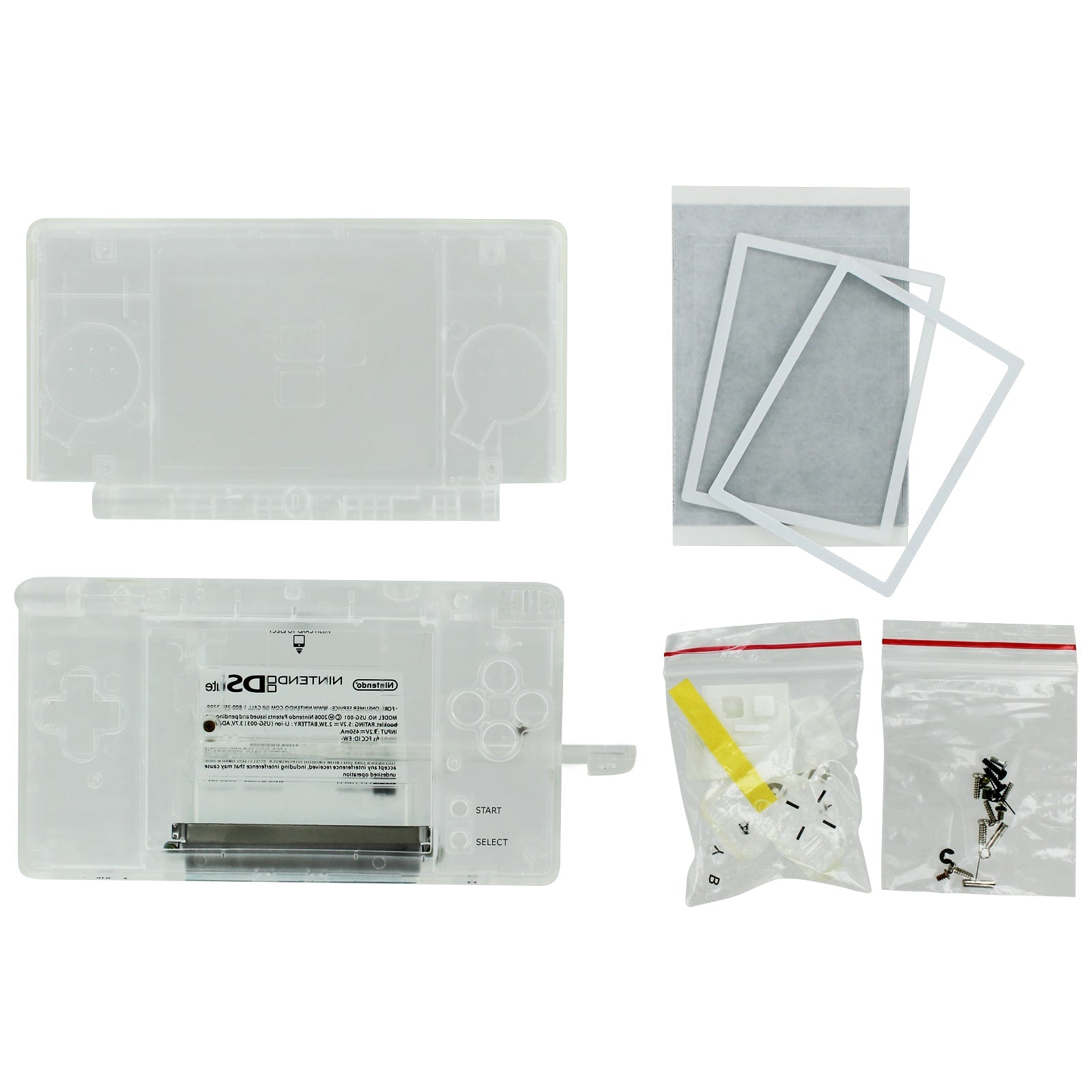 ZedLabz replacement housing shell casing repair kit for DS Lite NDSL DSL - clear - 2