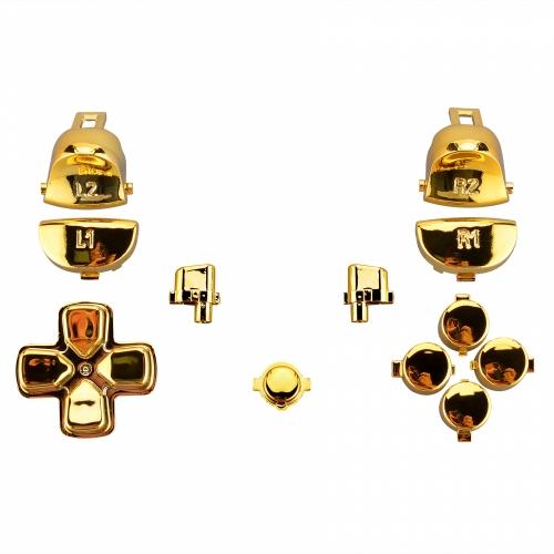 ZedLabz replacement trigger, action, d-pad & option / share button set mod kit for Sony PS4 Pro JDM-040 controllers - Chrome gold