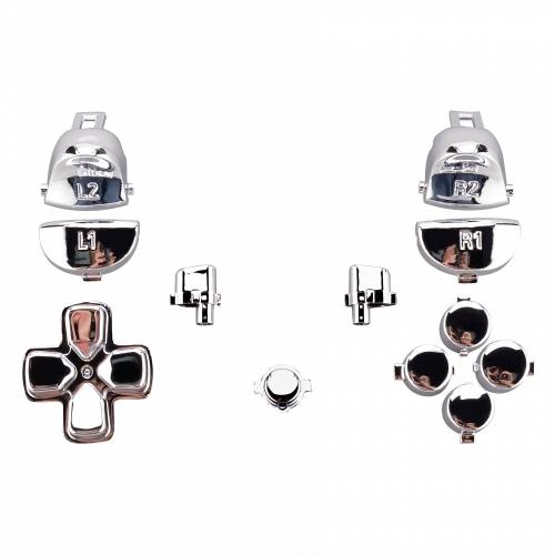ZedLabz replacement trigger, action, d-pad & option / share button set mod kit for Sony PS4 Pro JDM-040 controllers - Chrome silver