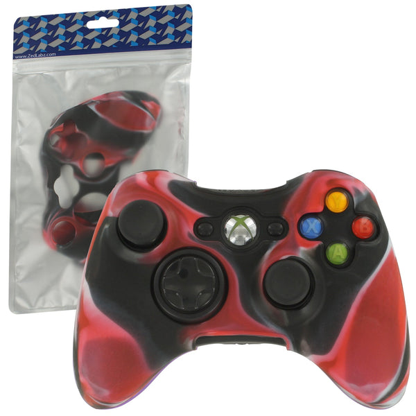 ZedLabz soft silicone rubber skin grip cover case for Microsoft Xbox 360 controller - camo red