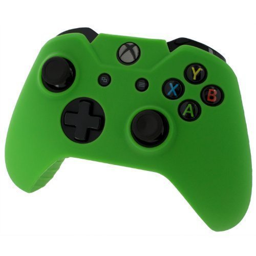 ZedLabz soft silicone rubber skin grip cover for Xbox One controller with ribbed handle - green