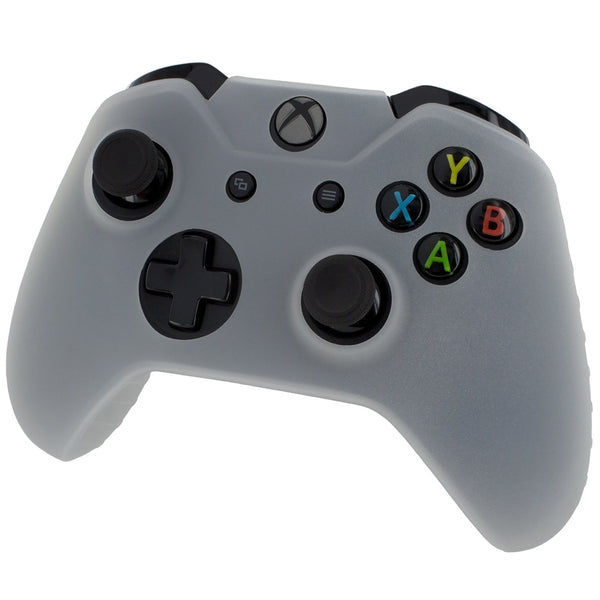 ZedLabz soft silicone rubber skin grip cover for Xbox One controller with ribbed handle - semi clear