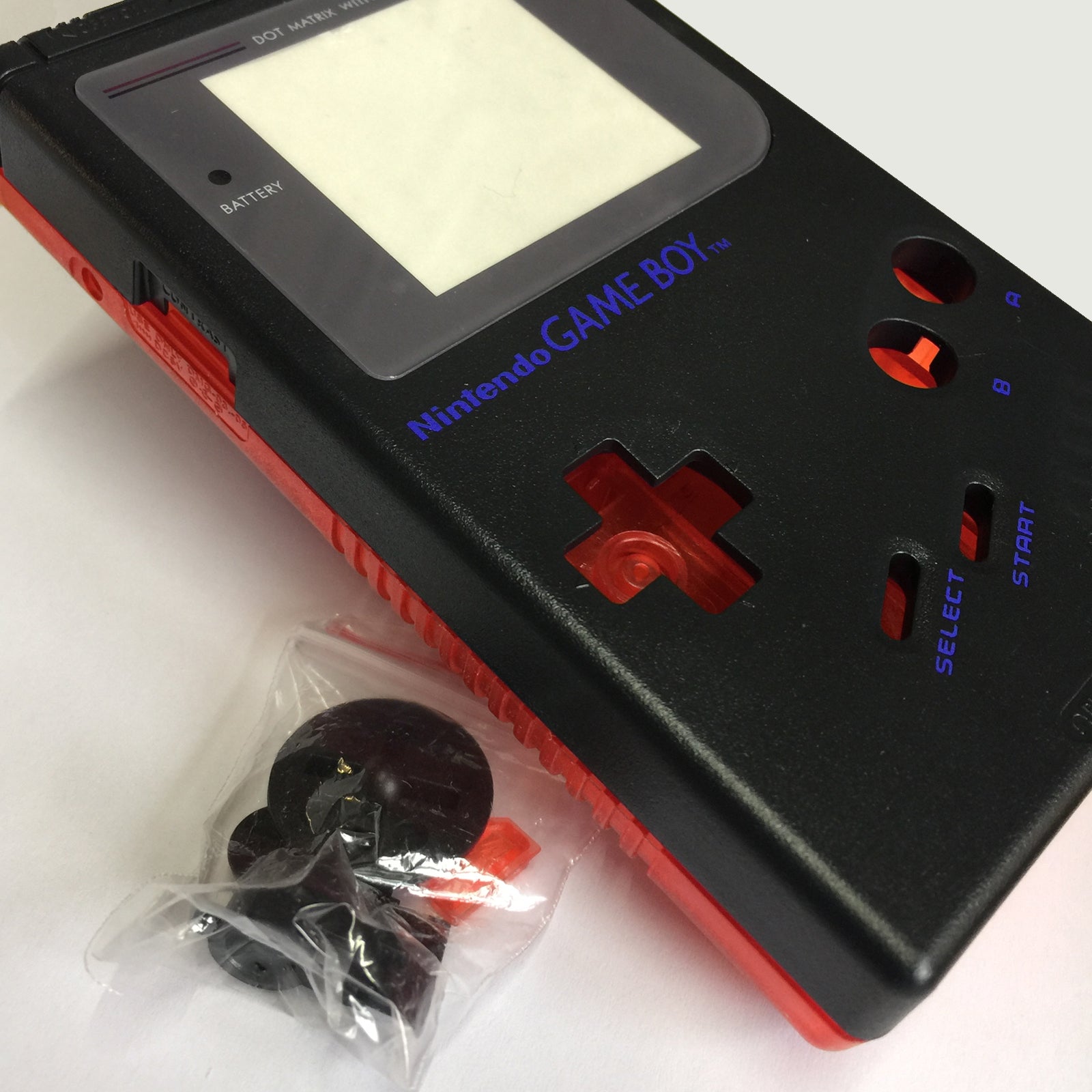 ZedLabz two tone replacement housing shell case mod kit for Nintendo Game Boy DMG - 01 - black & clear red - 1