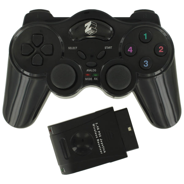 ZedLabz wireless RF double shock vibration controller for Sony PlayStation 2 PS2 - 2pk black