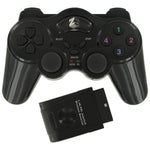ZedLabz wireless RF double shock vibration controller for Sony PlayStation 2 PS2 - black - 1