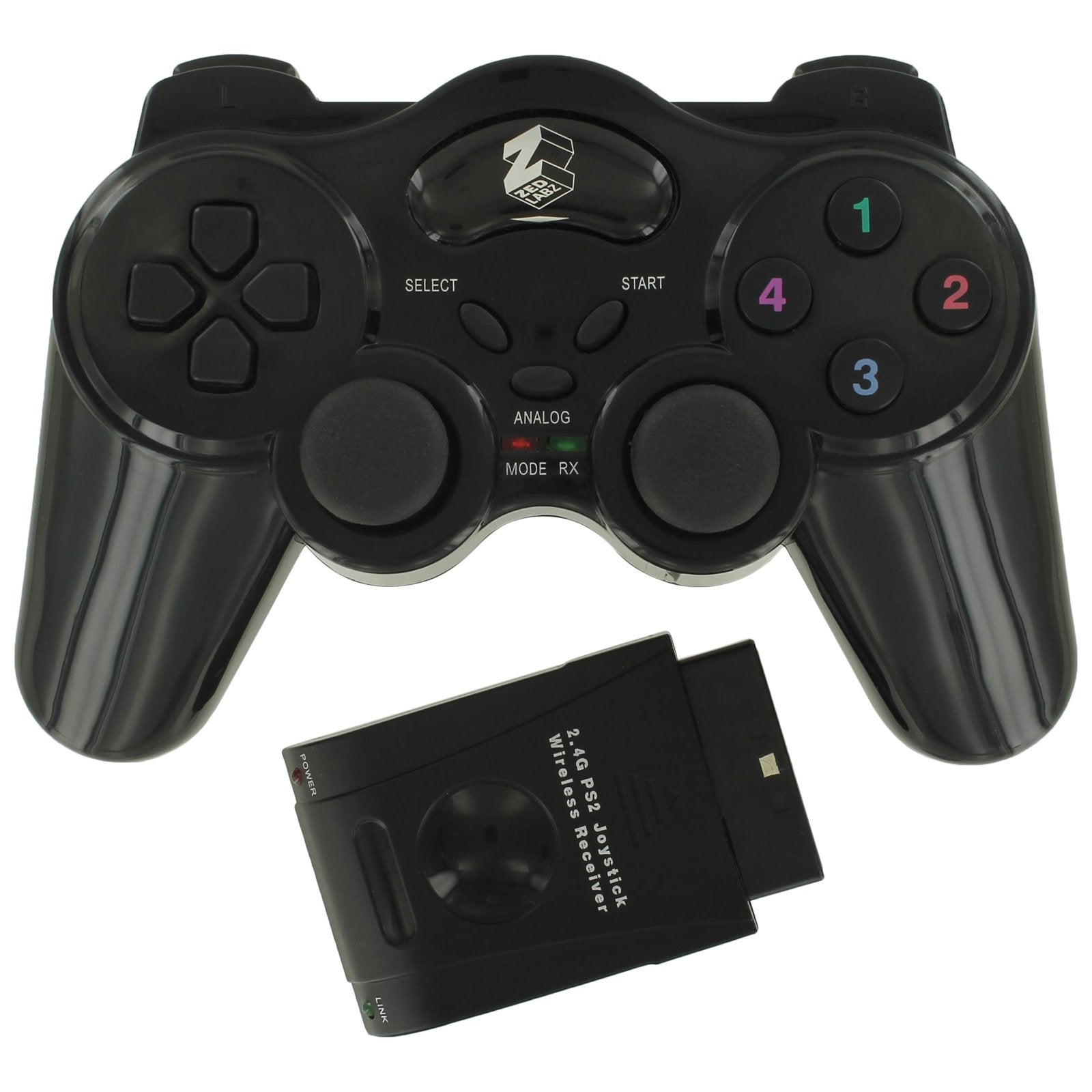 ZedLabz wireless RF double shock vibration controller for Sony PlayStation 2 PS2 - black - 2