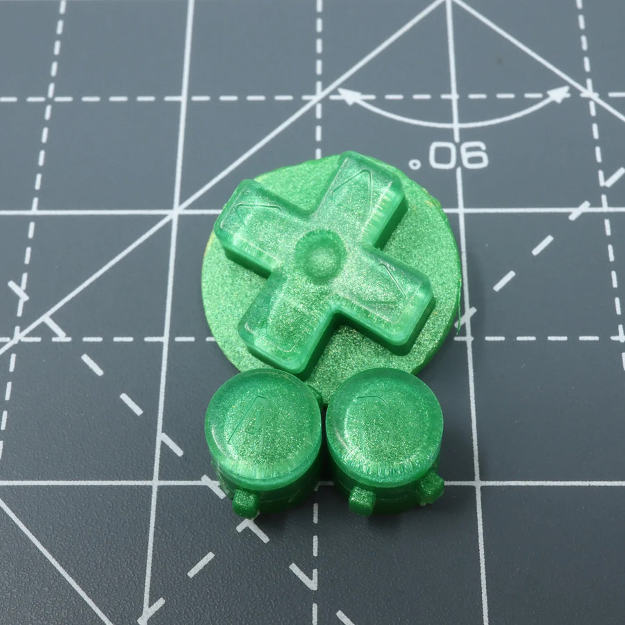 Hand cast custom resin buttons for Nintendo Game Boy Advance - Lime Candy | Lab Fifteen Co