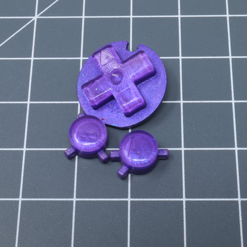 Hand cast custom resin buttons for Nintendo Game Boy Color - Candy Grape | Lab Fifteen Co