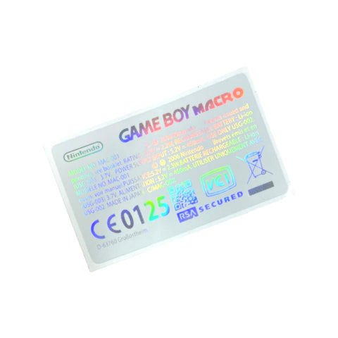 Replacement reproduction custom sticker for Game Boy Macro - white holographic | Obirux