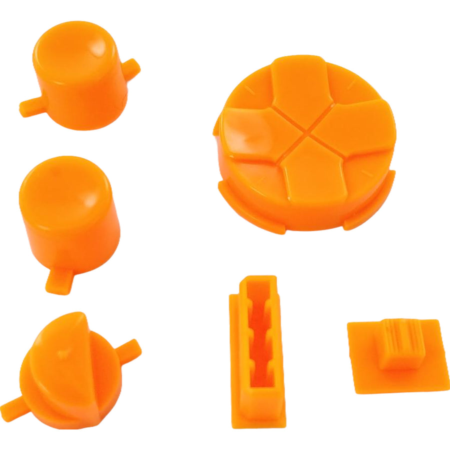 Button Set For Sega Game Gear - Neon Orange & Black Pivot Ball | Retro Modding