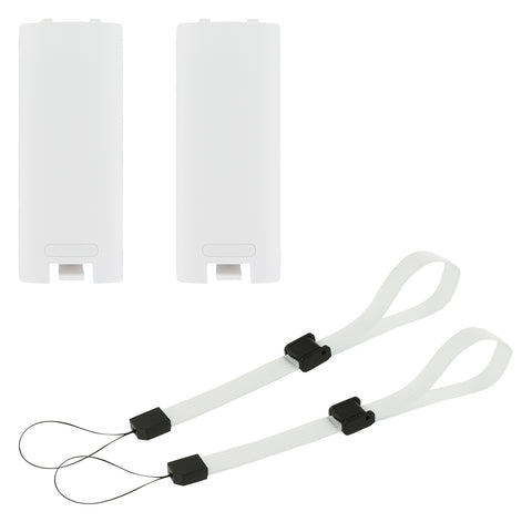 Battery Cover & Wrist Strap Kit For Nintendo Wii Remote Controller - 4 In 1 Pack White | ZedLabz