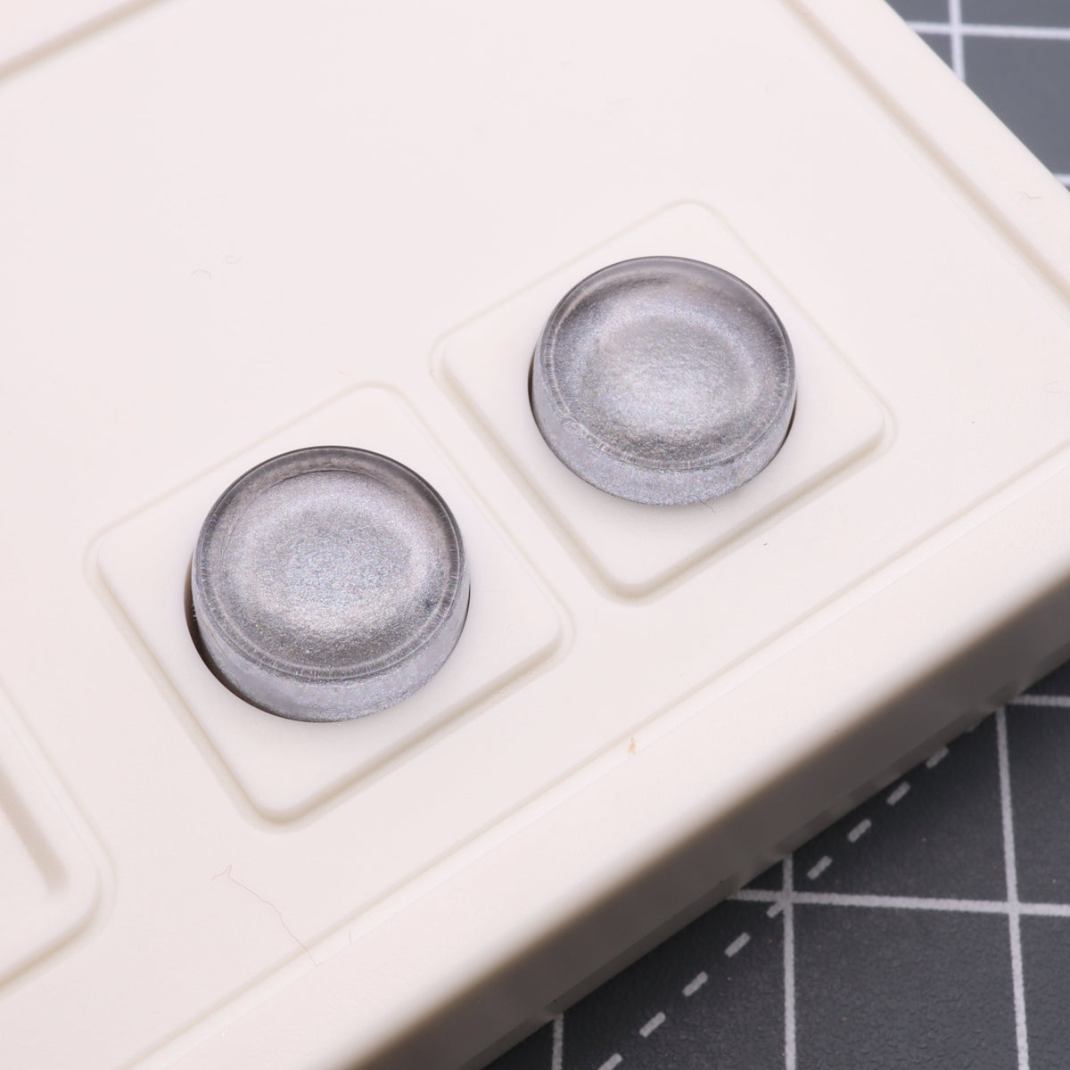 Hand cast custom resin buttons for Nintendo NES controller NES-004 (also fits Game Boy DMG-01) - Metallic Silver | Lab Fifteen Co
