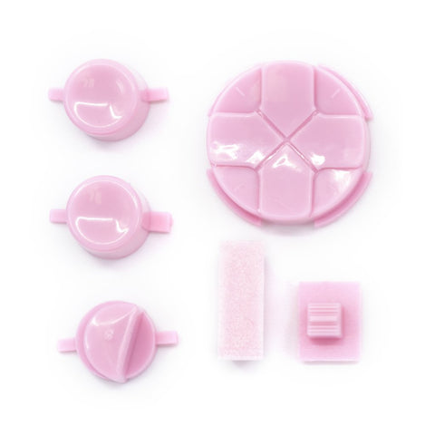 Button Set For Sega Game Gear - Pastel Pink & Black Pivot Ball | Retro Modding