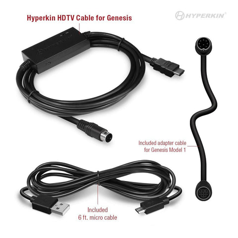 HDMI Adapter HDTV cable for Sega Genesis / Mega Drive 1 2 & 3 games consoles 720p 16:9 & 4:3 aspect ratio support USB powered | Hyperkin