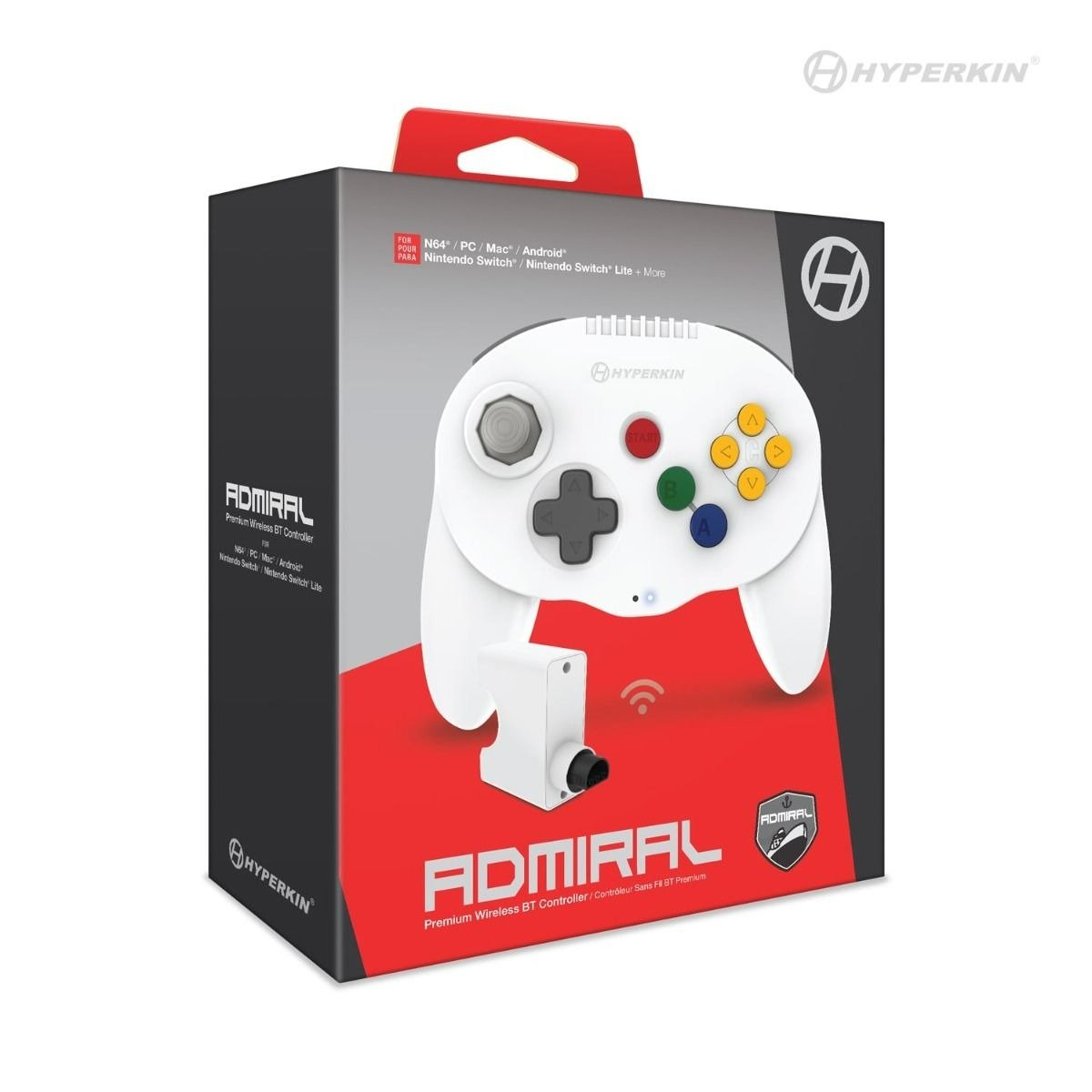 Admiral Premium wireless controller for N64 White Hyperkin