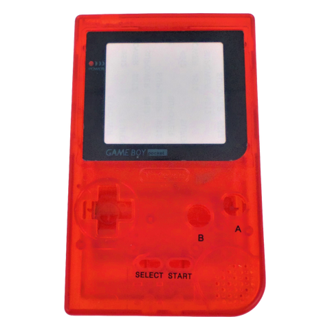 Housing shell for Nintendo Game Boy Pocket console repair replacement kit - Clear Red\Black Writing | ZedLabz