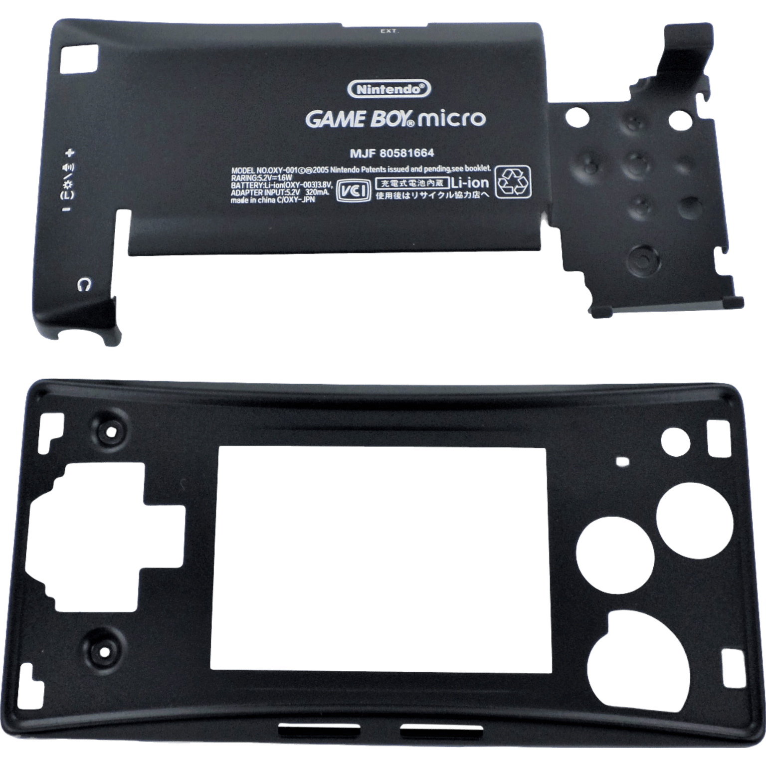 Full housing shell for Nintendo Game Boy Micro console replacement mod kit - Black | ZedLabz - 6