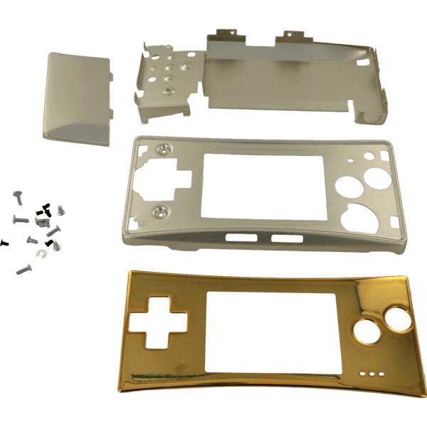 Full housing shell for Nintendo Game Boy Micro console replacement mod kit - Chrome Gold | ZedLabz