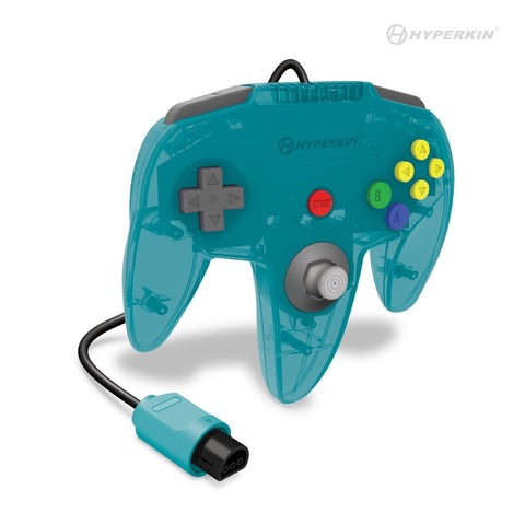 Captain Premium wired controller for Nintendo 64 N64 console - Turquoise | Hyperkin