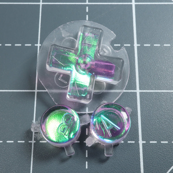 Hand cast custom resin buttons for Nintendo Game Boy Color - Cool Opal | Lab Fifteen Co