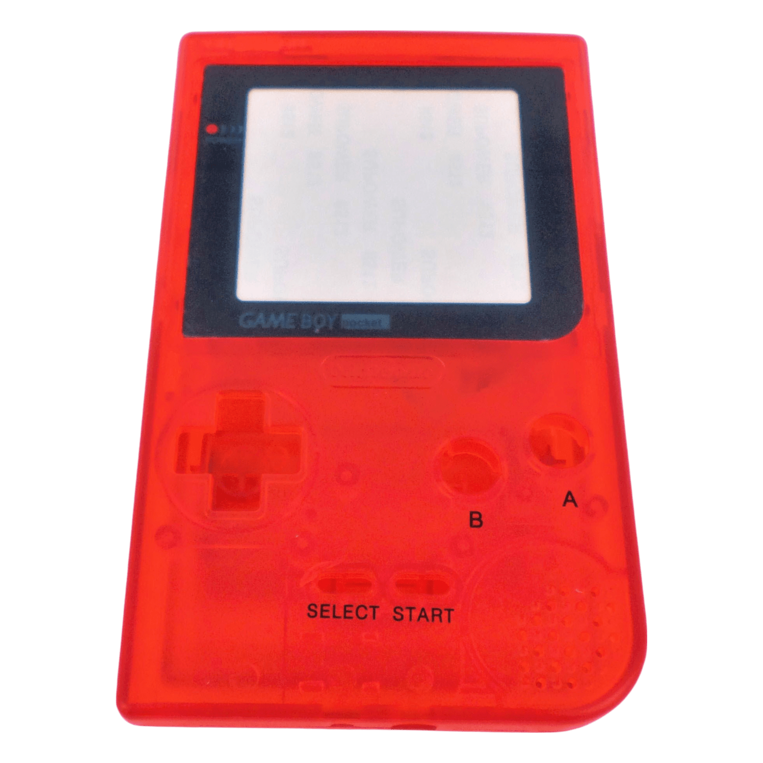 Housing shell for Nintendo Game Boy Pocket console repair replacement kit - Clear Red\Black Writing | ZedLabz - 2
