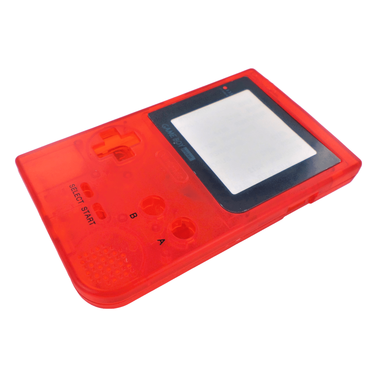 Housing shell for Nintendo Game Boy Pocket console repair replacement kit - Clear Red\Black Writing | ZedLabz - 6