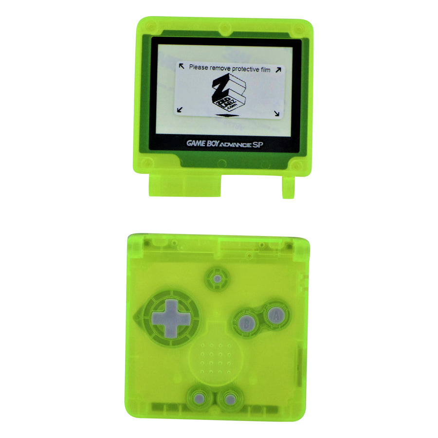 Housing shell kit for Nintendo Game Boy Advance SP GBA handheld console replacement - Clear Neon Yellow | ZedLabz