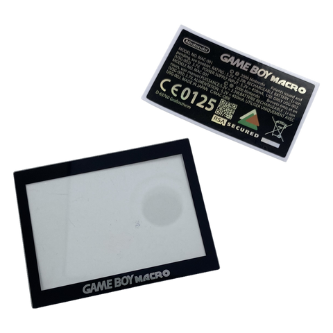 Screen lens GLASS for Game Boy Macro console & Holographic reproduction sticker - Black | Obirux