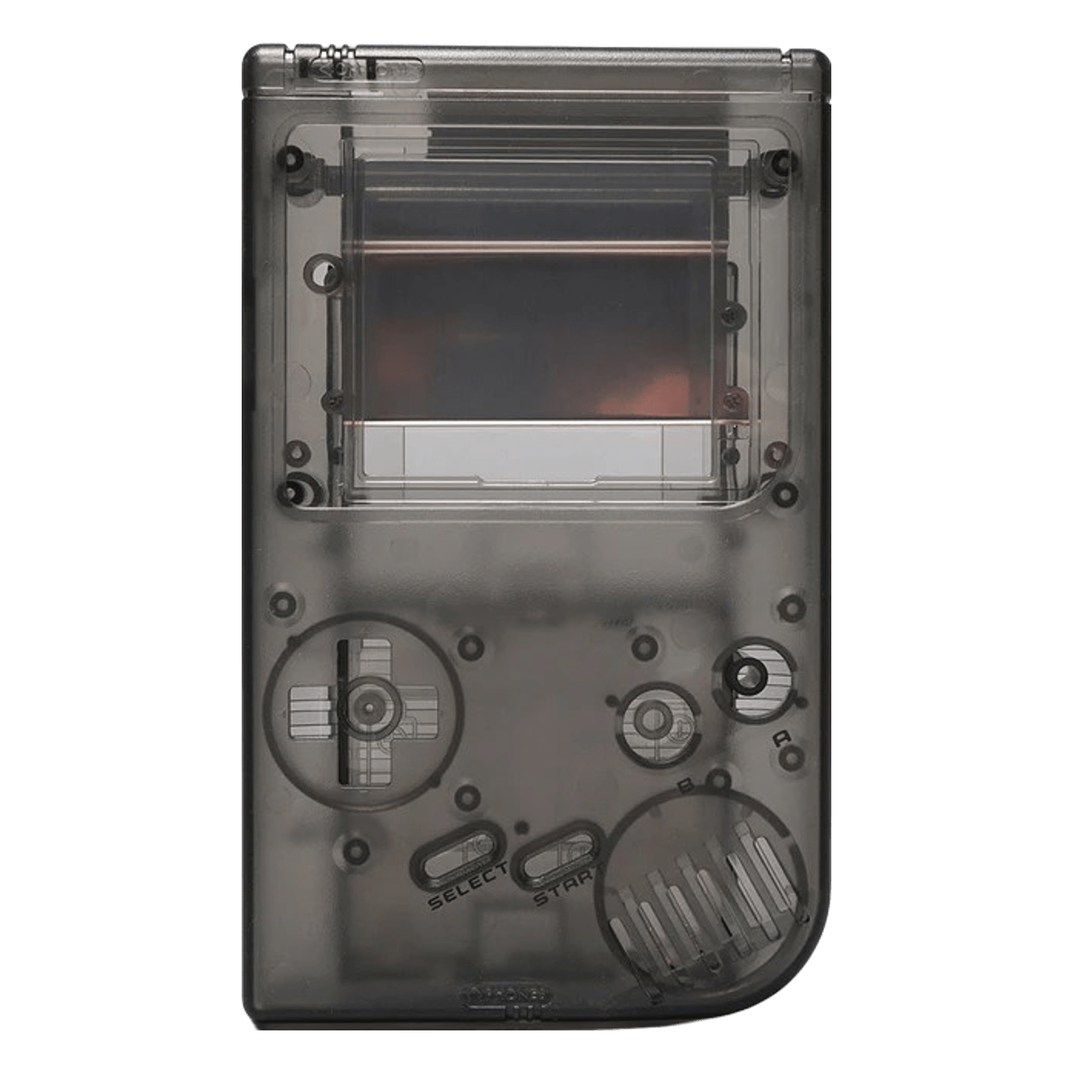 Modified IPS screen ready housing shell for Nintendo Game Boy DMG - 01 console - Clear Black | Funnyplaying - 1