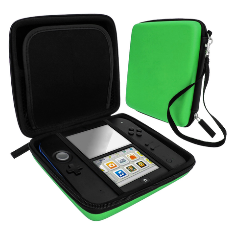 Zedlabz hard protective eva travel carry case for Nintendo 2DS with built in game storage - green
