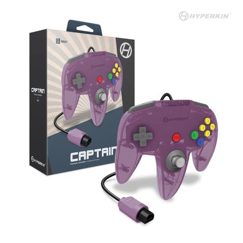 Captain Premium wired controller for Nintendo 64 N64 console - Amethyst Purple | Hyperkin