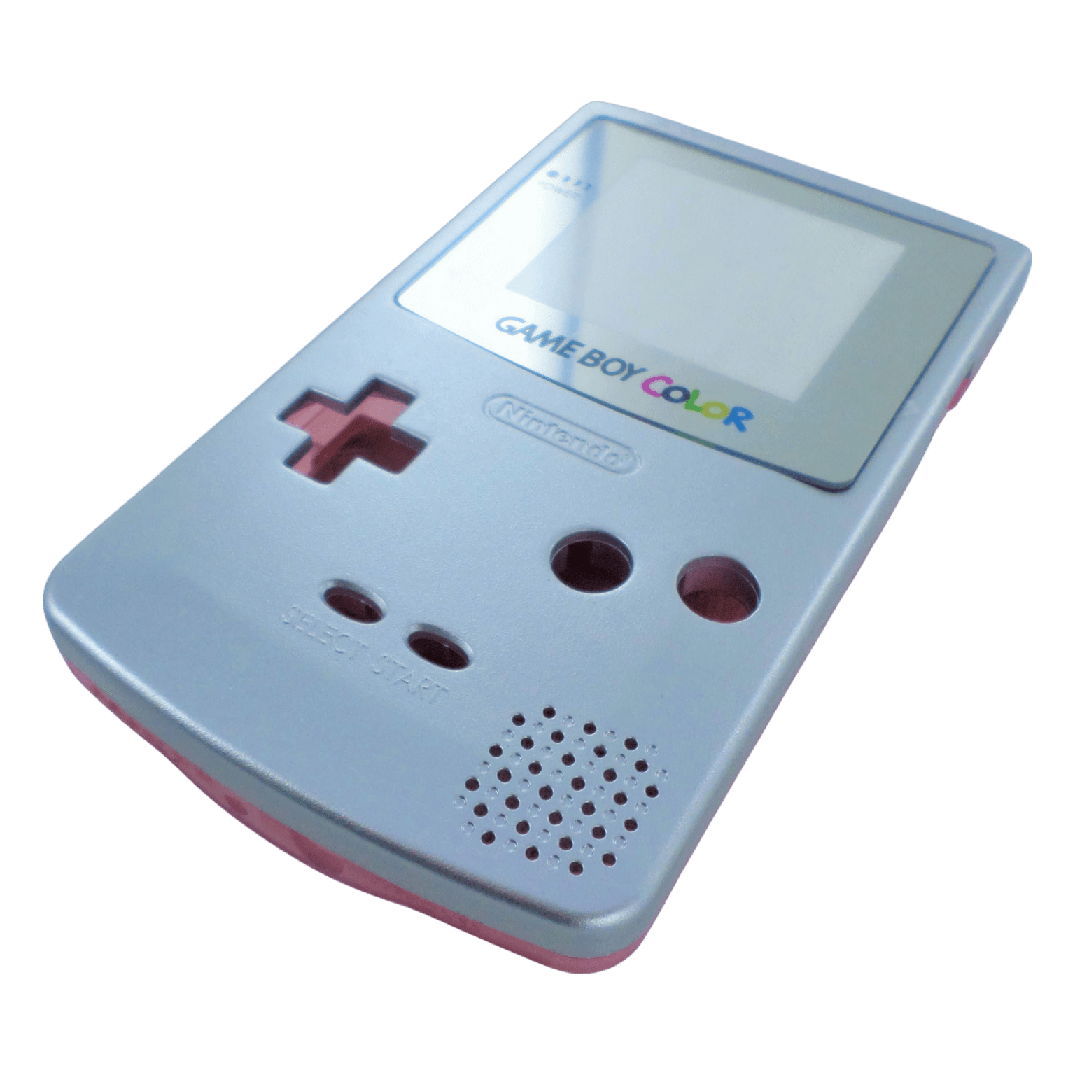 Replacement housing shell case repair kit for Nintendo Game Boy Color - Two Tone Silver/Clear Pink | ZedLabz - 3