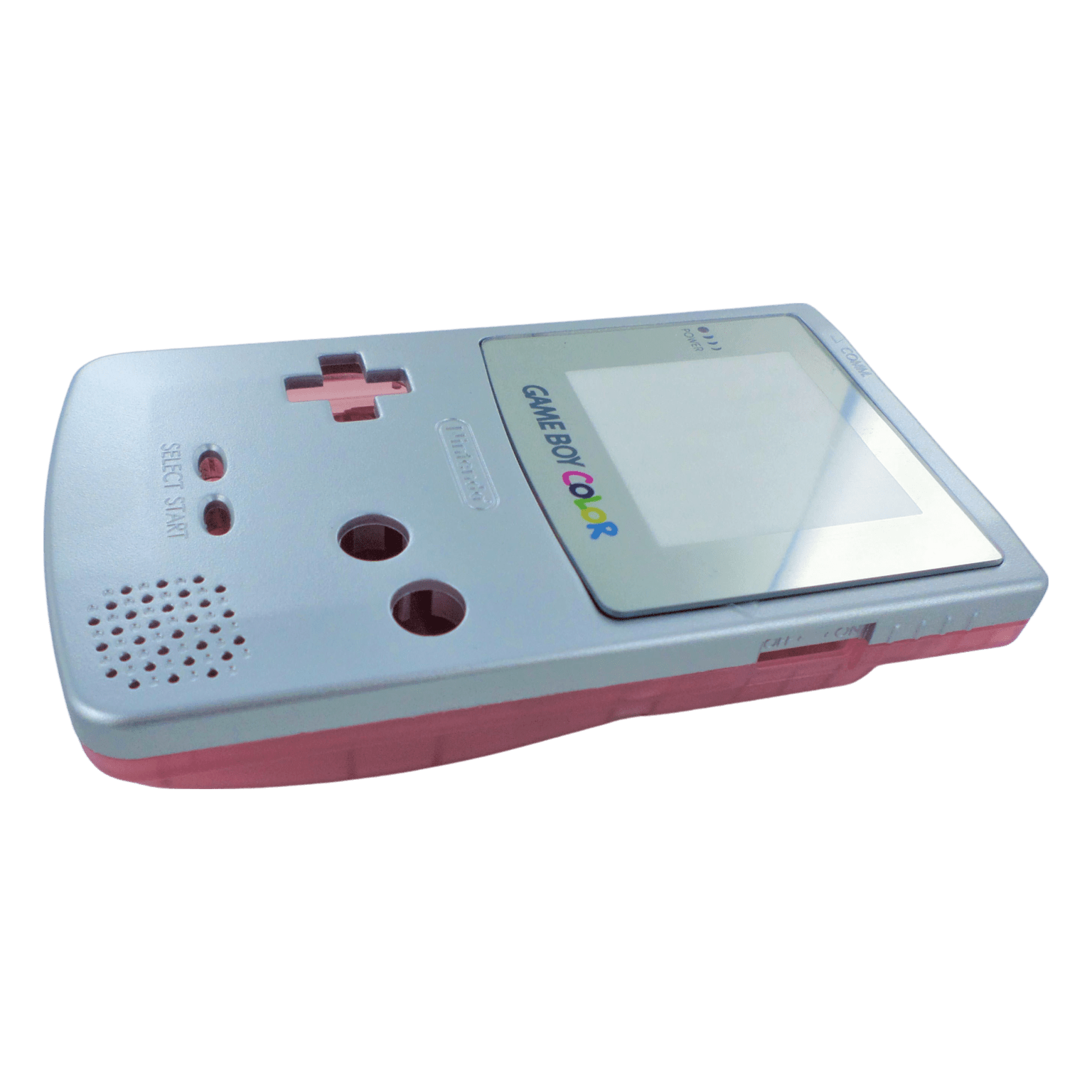 Replacement housing shell case repair kit for Nintendo Game Boy Color - Two Tone Silver/Clear Pink | ZedLabz - 6
