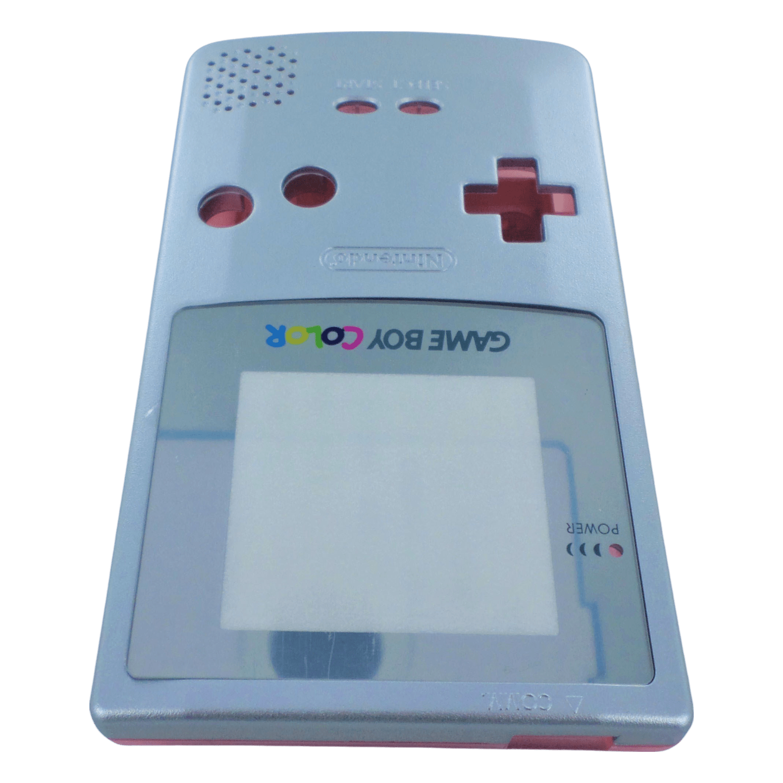 Replacement housing shell case repair kit for Nintendo Game Boy Color - Two Tone Silver/Clear Pink | ZedLabz - 7