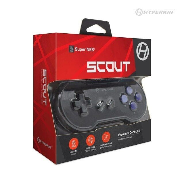 Scout Premium wired controller for SNES Super Nintendo console - Black | Hyperkin - 4
