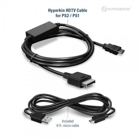 HDMI Adapter HDTV cable for Sony PS2 & PS1 (PlayStation) 720p 16:9 & 4:3 aspect ratio support USB powered | Hyperkin